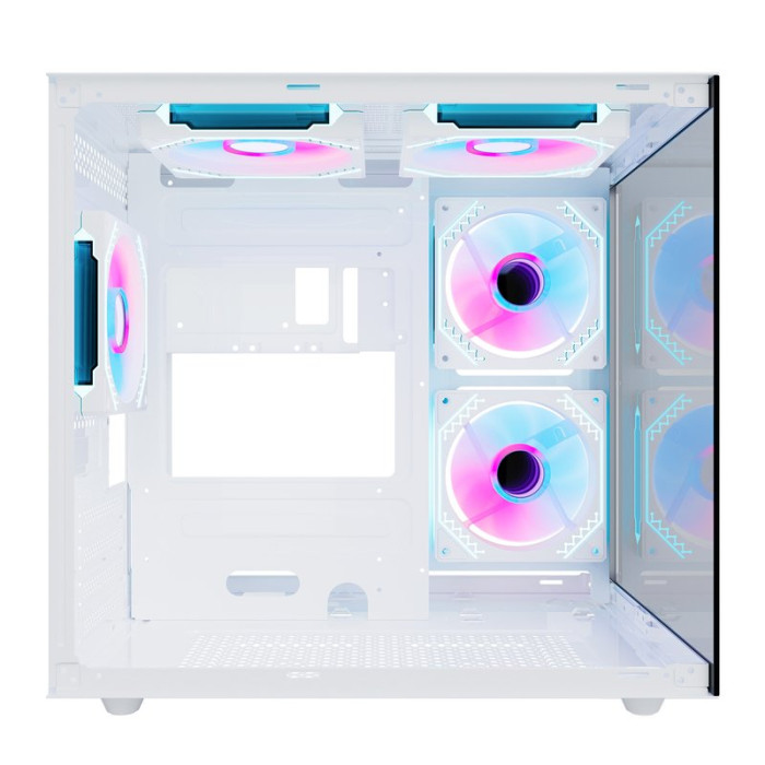 Корпус Wintek Aquarium H101-W TG, mATX, USB 1*3.0/1*2.0, 5*12cm ARGB PWM (контр. + пульт д/у), белый