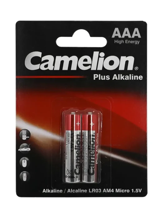 Батарейки Camelion AAA (LR03-BP2), Plus alkaline, комплект - 2 штуки