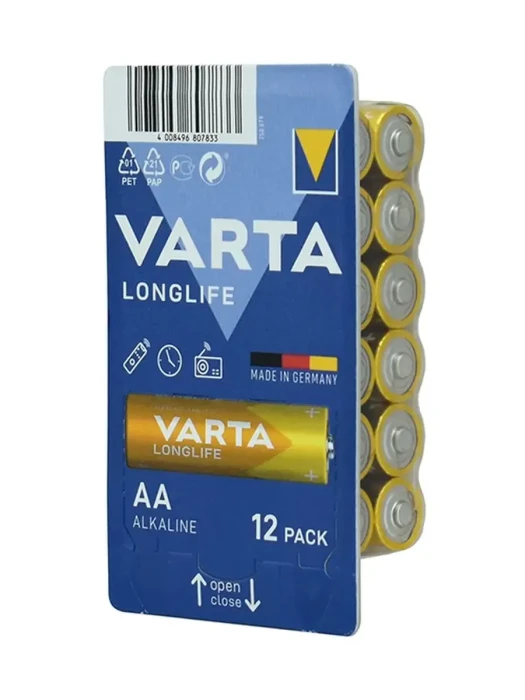Батарейки Varta AA (LR6/MN1500), Longlife Extra, alkaline, комплект - 12 штук, [4106-2]