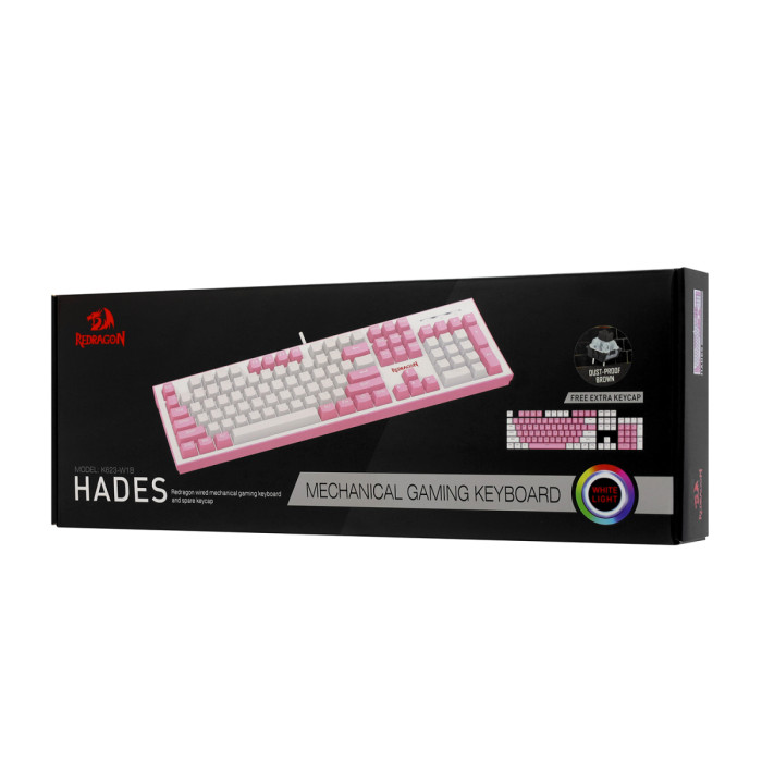 KeyBoard  USB,  Redragon Hades , mechanical, Pink, (70821)