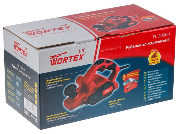Рубанок электрический WORTEX LX PL 2006-1 в кор. 650 Вт, шир. до 82 мм, глуб. до 2.0 мм
