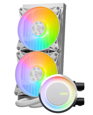 Водяное охлаждение для CPU MSI MAG CORELIQUID E240 WHITE. Socket Intel/AMD, 4pin, Fan 2x120см, ARGB