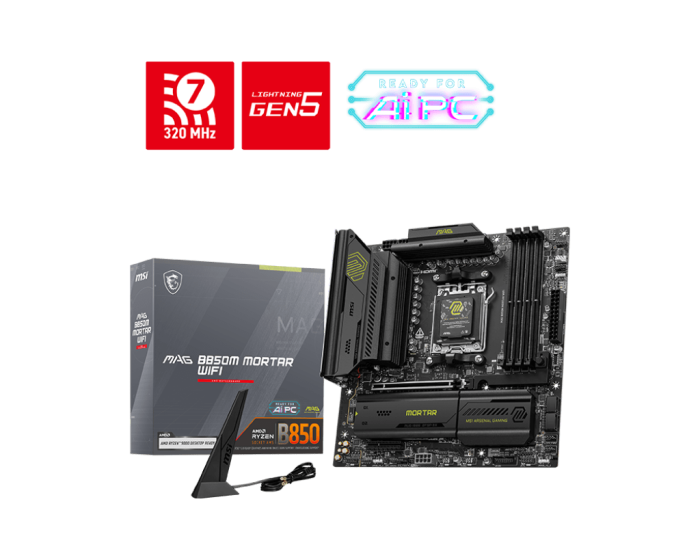 Материнская плата MSI MAG B850M MORTAR WIFI AM5 4xDDR5 4xSATA3 RAID 3xM.2 HDMI 2xType-C mATX