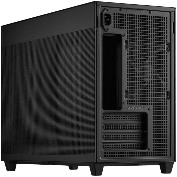 ASUS Prime AP201 MicroATX Case Black - stylish 33-liter MicroATX case with tool-free side panels and a quasi-filter mesh, with support for 360 mm coolers, graphics cards up to 338 mm long, and standard ATX PSUs