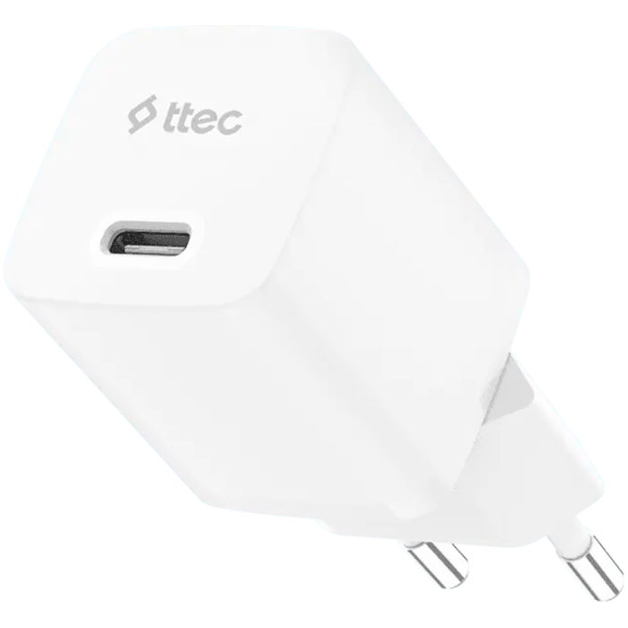 ttec SmartCharger GAN 30W PD USB-C Travel Fast Charger, White