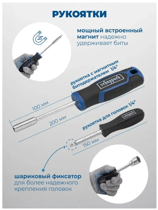 Набор инструментов 216+2пр. 1/4", 3/8", 1/2" (6гр.) (4-32мм) 59300 Sch-38841+2