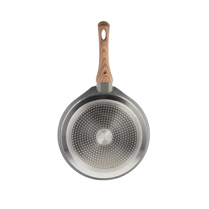 Сковорода блинная, LARA, PALERMO LR01-52-26, Круглая, Диаметр 26 см, Высота 1.6 см, Толщина 3 мм, Кованый алюминий, Антипригарное покрытие, Для всех типов плит, Ручная мойка, Серый