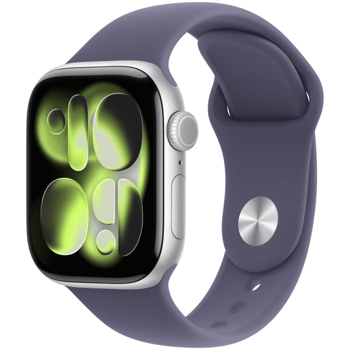 Apple Watch Series 11 GPS 42mm Silver Aluminium Case with Purple Fog Sport Band - S/M,Model A3331
