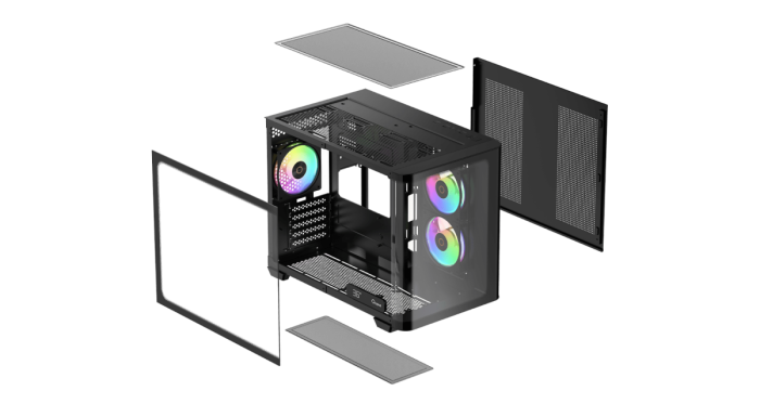 Корпус Ocypus Iota C50 BK Curve ARGB Digital mATX/ITX 2xUSB Type-C Черный Iota-C50-BKD300CD-GL