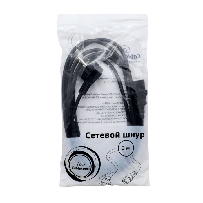 Cable power, Cablexpert PC-186-10, Schuko - C13, 3м, black