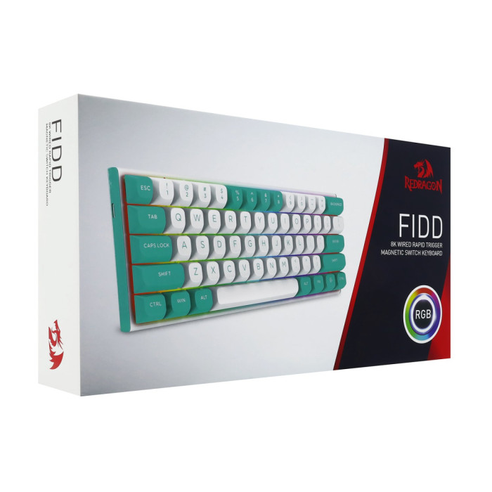 KeyBoard  USB , Redragon Fidd RU, turquoise/white, (72187)