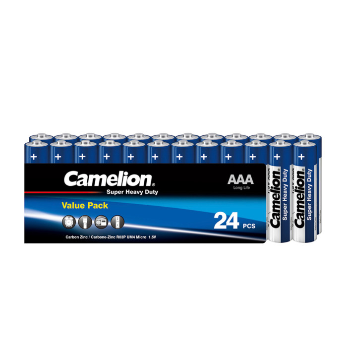 Батарейки Camelion AAA (R03P-SP24B), super heavy duty, комплект - 24 штуки