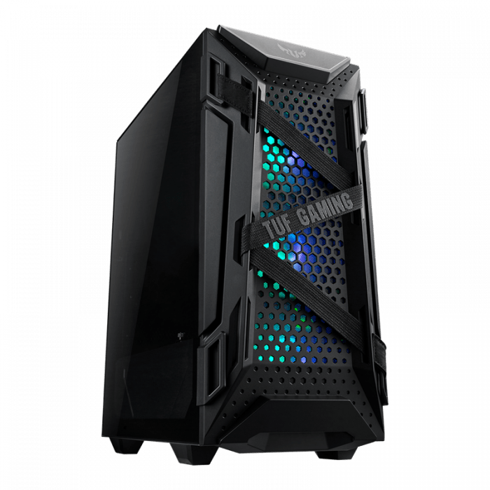 Кейс ASUS TUF Gaming GT301, ATX/micro ATX/Mini ITX, USB 3.1, 3x120mm AURA RGB, без Б/П, Чёрный