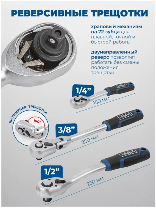 Набор инструментов 202пр. 1/4''3/8''1/2'' 60807 Sch-42022-5