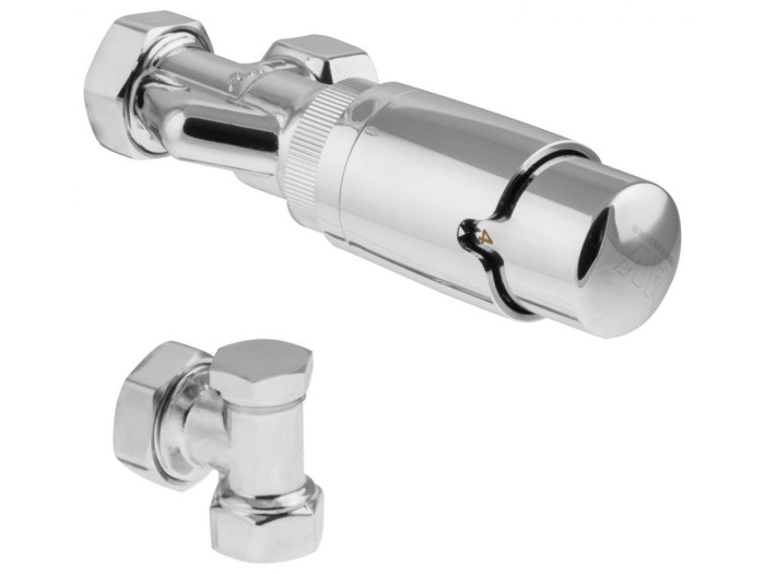 Комплект кранов осевой 1/2" для радиатора ХРОМ, AV Engineering (инд. упак.)