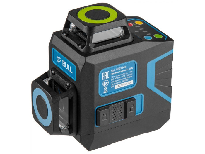 Нивелир лазерный BULL LL 3303 со штативом в кор. 3х360°, до 60 м, +/- 0.3 мм/м, зеленый