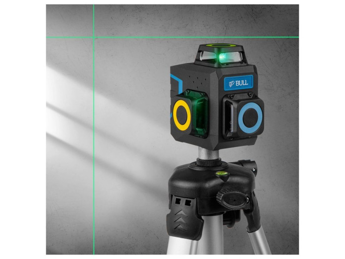 Нивелир лазерный BULL LL 3303 со штативом в кор. 3х360°, до 60 м, +/- 0.3 мм/м, зеленый