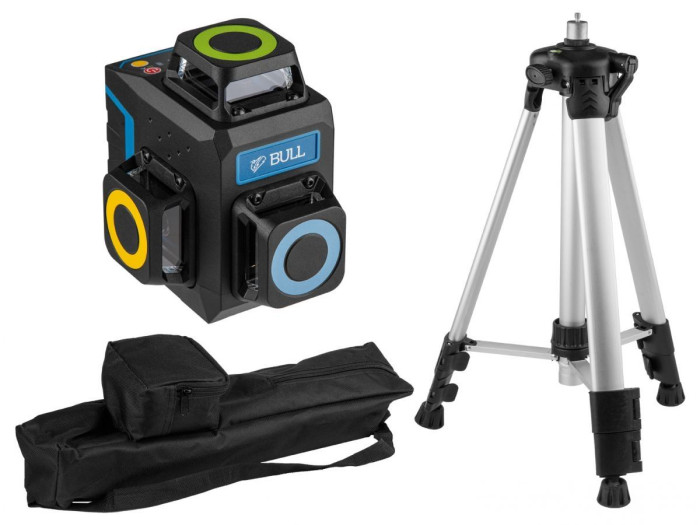 Нивелир лазерный BULL LL 3303 со штативом в кор. 3х360°, до 60 м, +/- 0.3 мм/м, зеленый