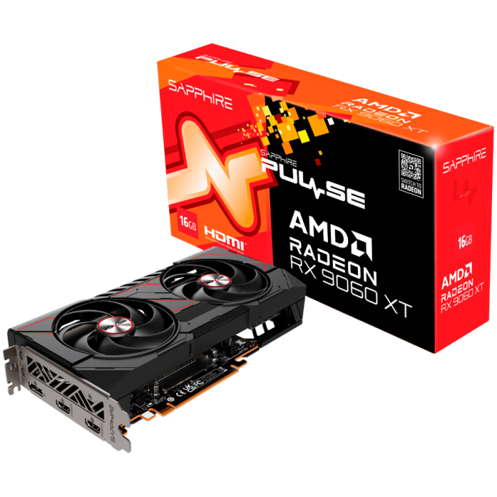 SAPPHIRE PULSE AMD RADEON RX 9060 XT GAMING OC 16GB DUAL HDMI / DP