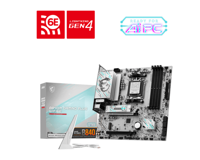 Материнская плата MSI B840M GAMING PLUS WIFI6E AM5 4xDDR5 4xSATA3 RAID 2xM.2 HDMI Type-C mATX