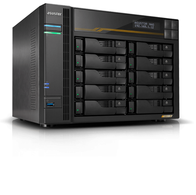 Сетевой накопитель ASUSTOR FS6810T 10 Bay NAS, AMD 2.3 GHz, 16GB RAM ECC DDR5, 4 M.2 NVMe Slots, Dual 5GbE, Dual 10GbE P