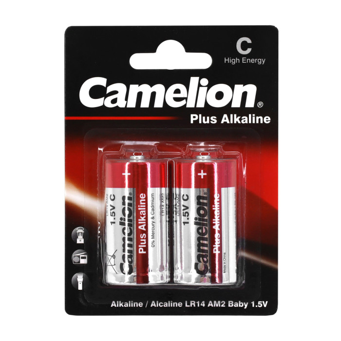 Батарейки Camelion C (LR14-BP2), alkaline Plus, комплект - 2 штуки