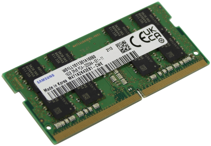 Оперативная память для ноутбука 16GB DDR4 3200MHz Samsung (PC4-25600) SODIMM 1,2V M471A2K43EB1-CWED0