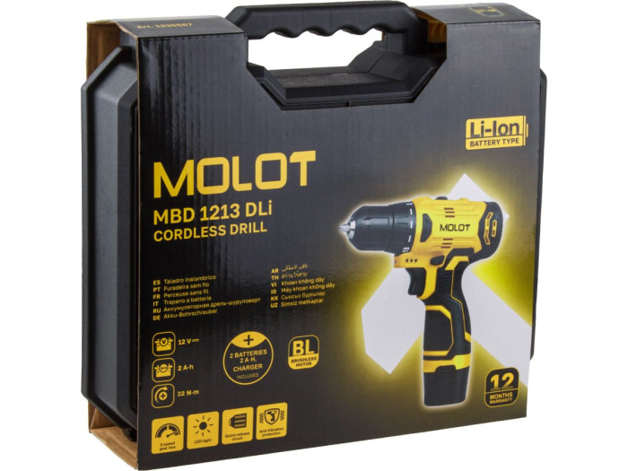 Аккум. дрель-шуруповерт MOLOT MBD 1213 Dli в чем.
