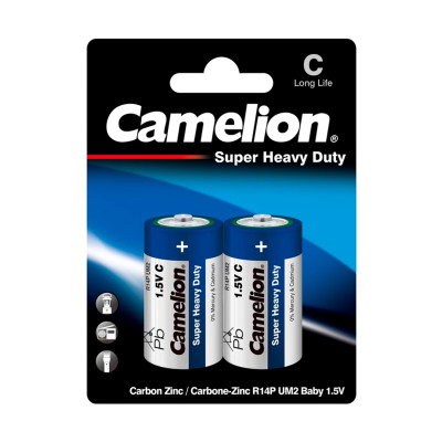 Батарейки Camelion C (R14P-BP2B), super heavy duty, комплект - 2 штуки