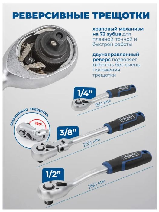 Набор инструментов 142пр. 1/4''3/8''1/2'' 60805 Sch-41421-5