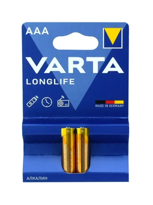 Батарейки Varta AAA (LR03/MN2400), Longlife Extra, alkaline, комплект - 2 штуки, [4103-2]