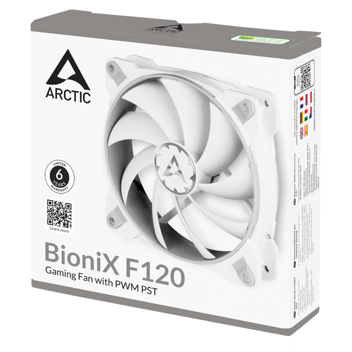 Кулер для корпуса ARCTIC BioniX F120 (Grey/White), ACFAN00164A, 12cm, 200-1800rpm, 4Pin, Fluid Dyn.