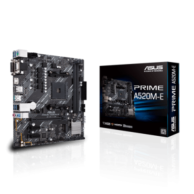 Материнская плата ASUS PRIME A520M-E AMD A520 AM4 2xDDR4 4xSATA3 RAID M.2 D-Sub DVI HDMI mATX