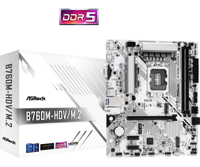 Материнская плата ASRock B760M-HDV/M.2 LGA1700 2xDDR5 4xSATA RAID M.2 VGA HDMI DP mATX