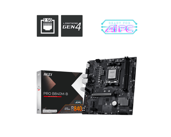 Материнская плата MSI PRO B840M-B AM5 2xDDR5 4xSATA3 RAID 2xM.2 HDMI VGA mATX