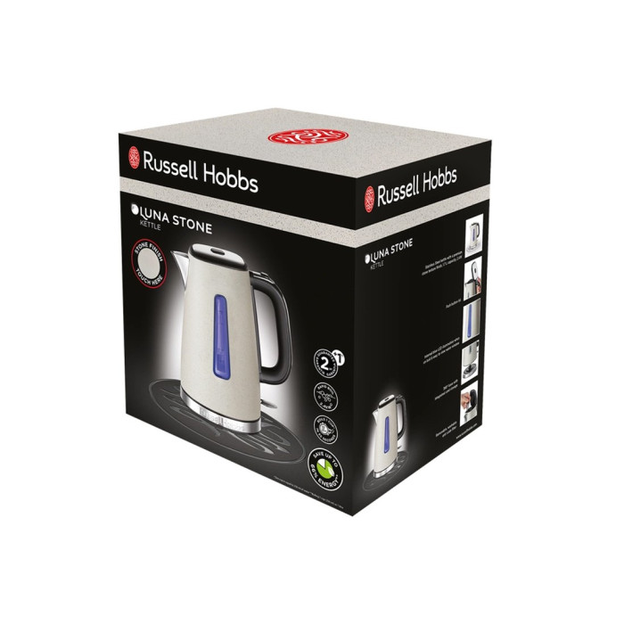 Чайник электрический, Russell Hobbs, 26960-70, Мощность 2400Вт, Объем 1.7л, Нержавеющая сталь, Внутренняя подсветка, Автоотключение: при закипании, при отсутствии воды, при снятии с подставки, Бежевый