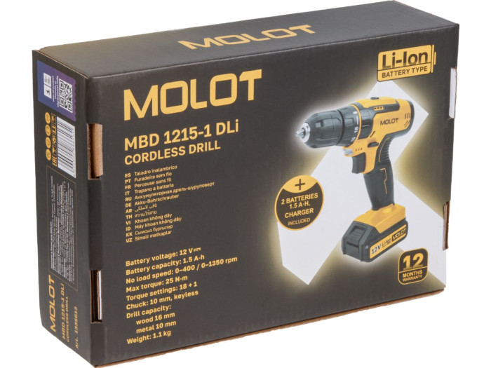 Аккум. дрель-шуруповерт MOLOT MBD 1215-1 DLi в кор.