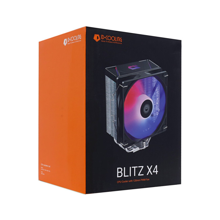 Cooler ID-Cooling, for S1700/1851/1200/115x/AMD, BLITZ X4, 180W, 12cm fan, 500-1500rpm, 4pin