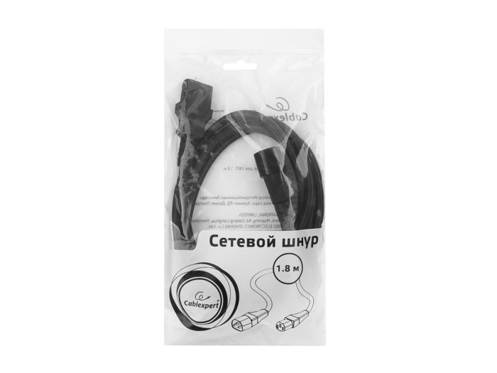 Cable power, Cablexpert PC-189-1-1.8M, C13 - C14, системный блок/монитор - ИБП, 1.8м,  black