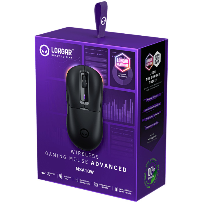 LORGAR MSA10W, Wireless Gaming Mouse Advanced, black
