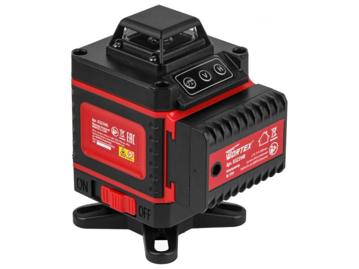 Нивелир лазерный WORTEX LL 0340 в чем. + аксессуары 4х360°, до 25 м, +/- 0.3 мм/м, зеленый