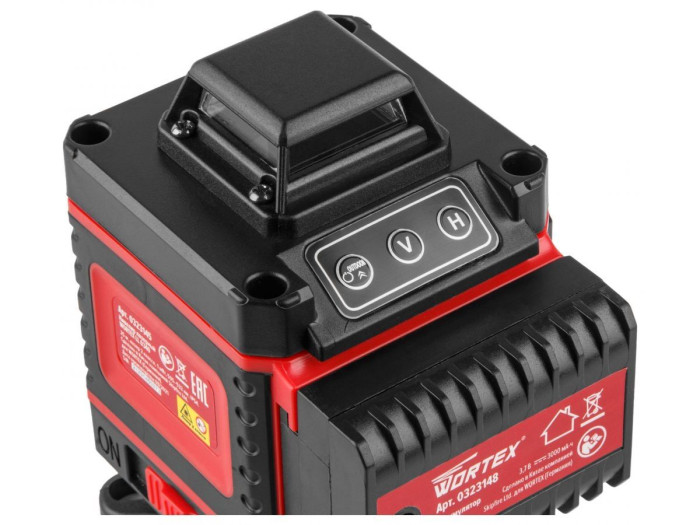 Нивелир лазерный WORTEX LL 0340 в чем. + аксессуары 4х360°, до 25 м, +/- 0.3 мм/м, зеленый