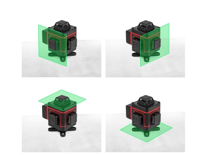 Нивелир лазерный WORTEX LL 0340 в чем. + аксессуары 4х360°, до 25 м, +/- 0.3 мм/м, зеленый
