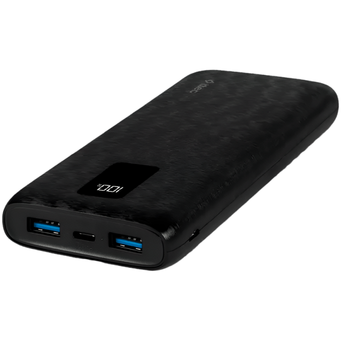 ttec PowerSlim Trio LCD 10.000mAh PD 22,5W Powerbank withTrio Cable Black