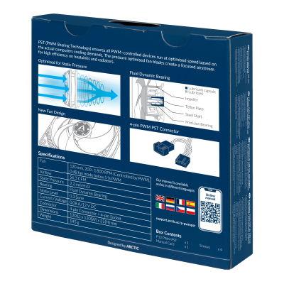 Кулер для корпуса ARCTIC P12 PWM PST (White), ACFAN00170A, 12cm, 200-1800rpm, 4Pin, Fluid Dynamic