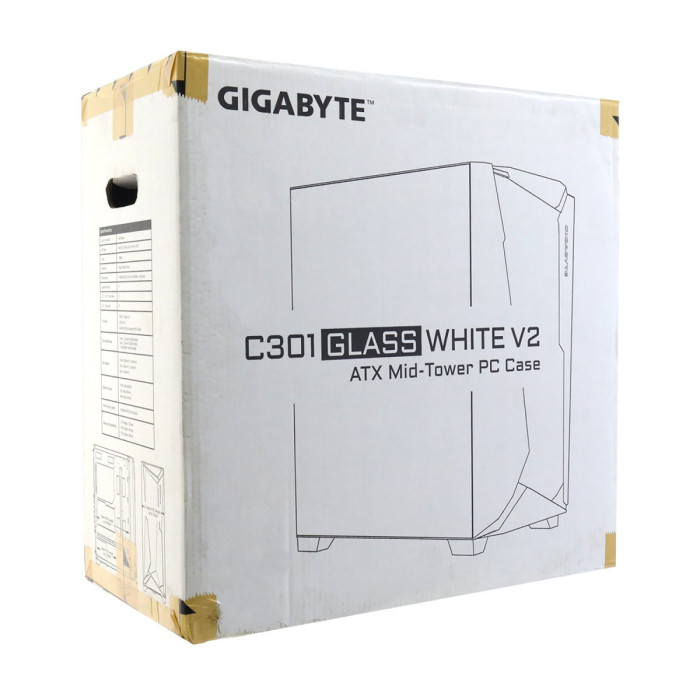 Case ATX midi tower Gigabyte, C301GW GLASS V2, (без БП), white