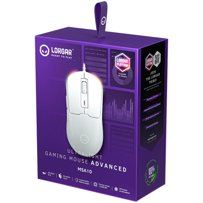 LORGAR MSA10, Ultralight Wired Gaming Mouse Advanced, white