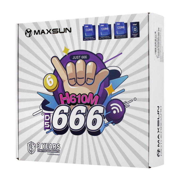 MB Socket1700, MATX, iH610 (VGA+HDMI), MaxSun H610M 666 WIFI6 D5, 2DDR5, PCIx16, PCIx1