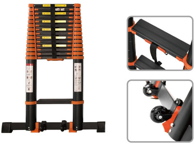 Лестница телескопическая 1-секц. алюм. 590см, 15 ступ. 17,0кг BLACK LINE STARTUL (ST9931-059)