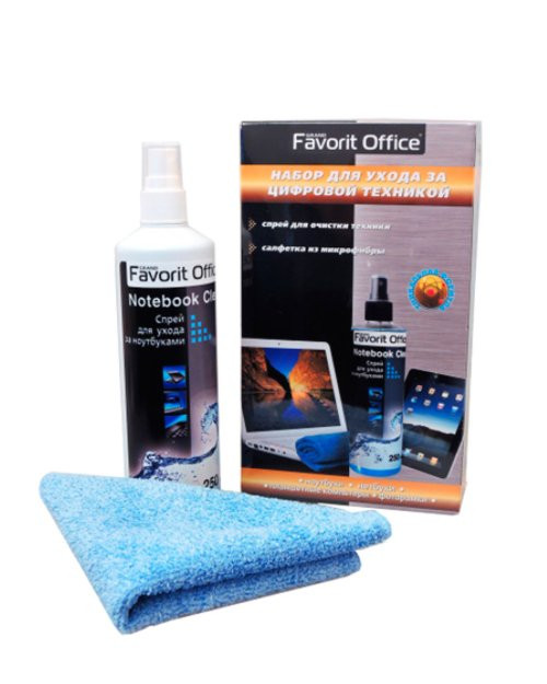 F440013 "FAVORIT OFFICE" Notebook clean complete Набор для Ноутбуков. Спрей 50 мл + Тонкая микрофибра 18х18 (блистер)